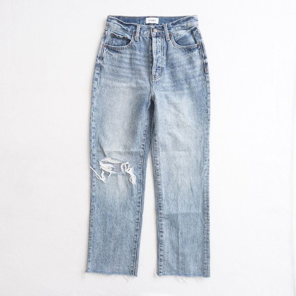 Pistola Womens Sz 26 Cassie Light Wash Super High Rise Straight Distressed Jeans - Picture 1 of 11